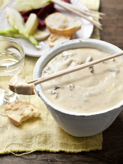 Witte wijn-fondue
