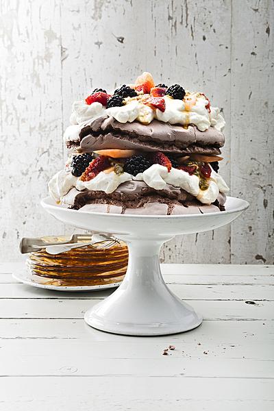chocoladepavlova met passievrucht