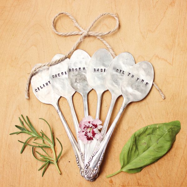 Spoons met strik en kruiden