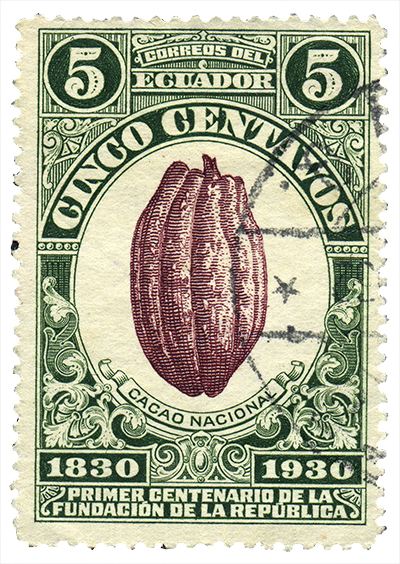 cacaoboon postzegel groen bruin cacaoboon postzegel groen bruin
