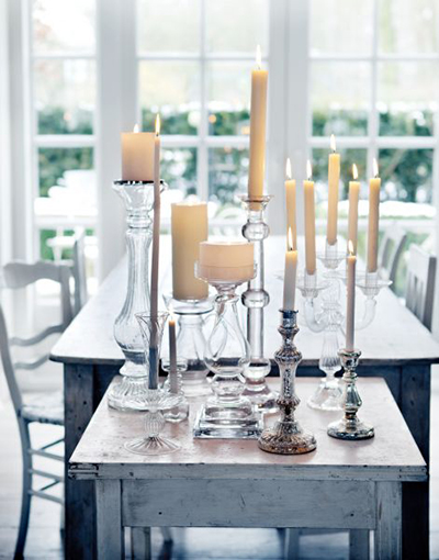 kaarsen kandelaars tafel glas
