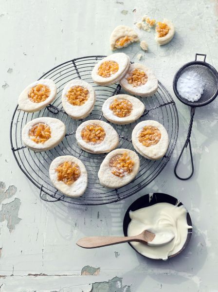 koekjes met witte chocolade en mango