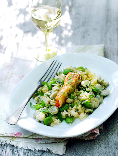 pilav-tuinbonen-zalm
