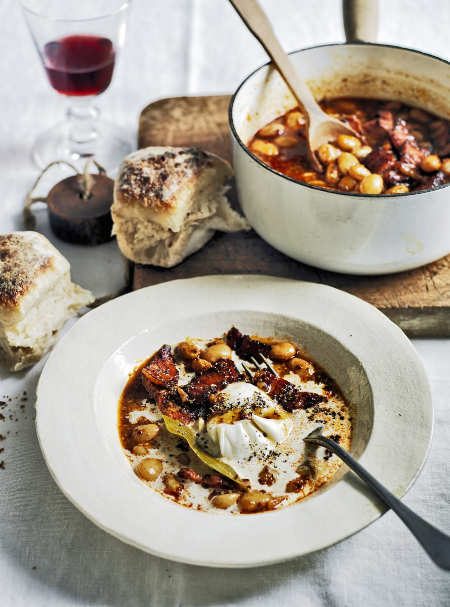 Borlottibonen met mosterd en ahornsiroop