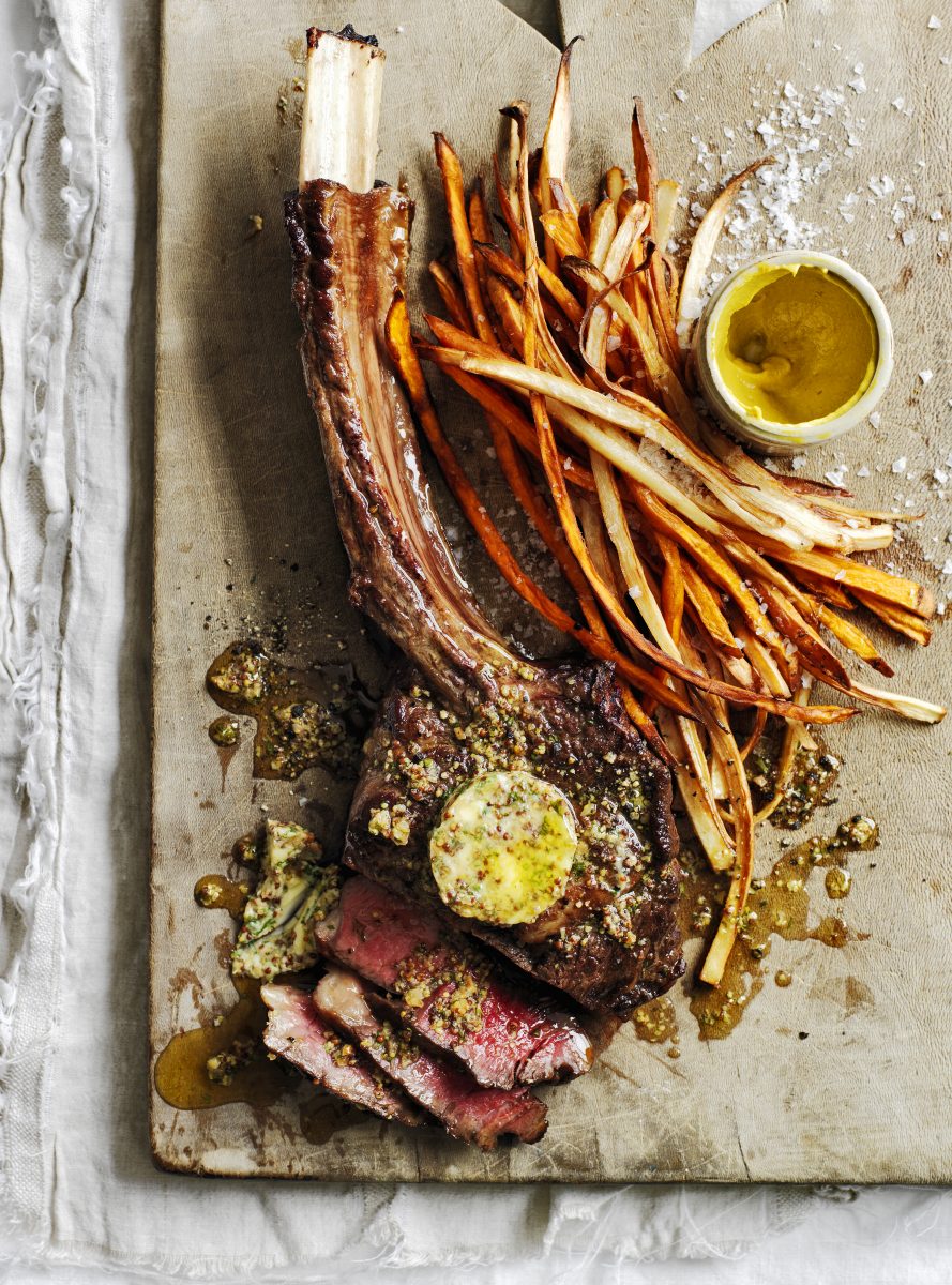 tomahawksteak met mosterdboter
