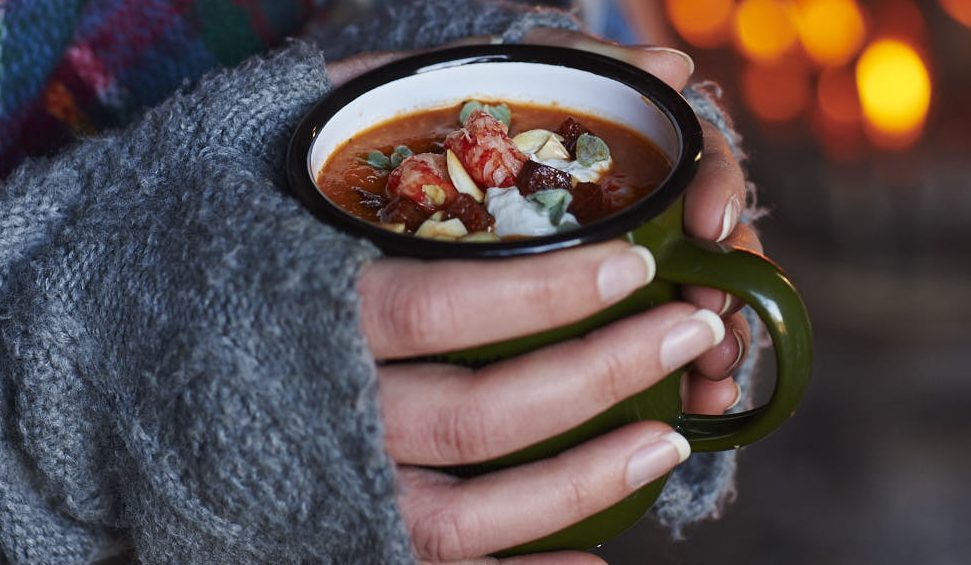 tomatensoep met rivierkreeftjes
