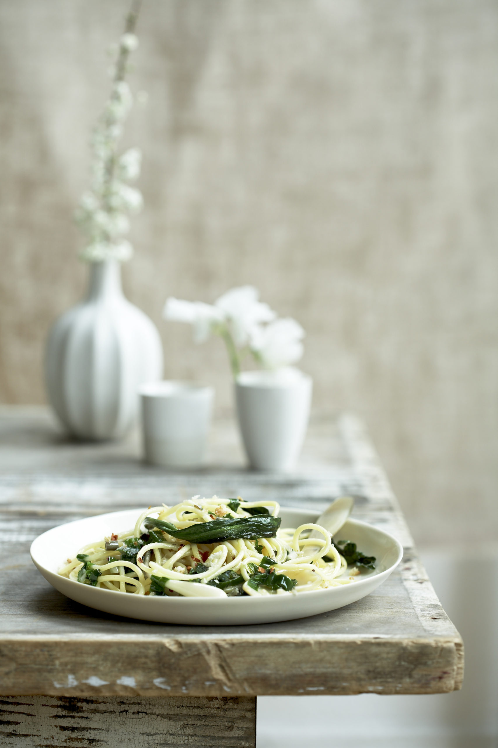 Chilipasta met daslook