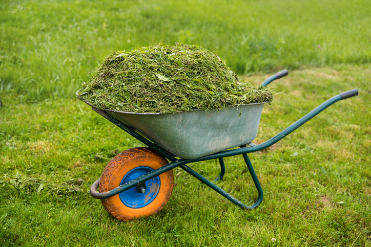 gras maaien - tuinklusje juni - kruiwagen - maaisel