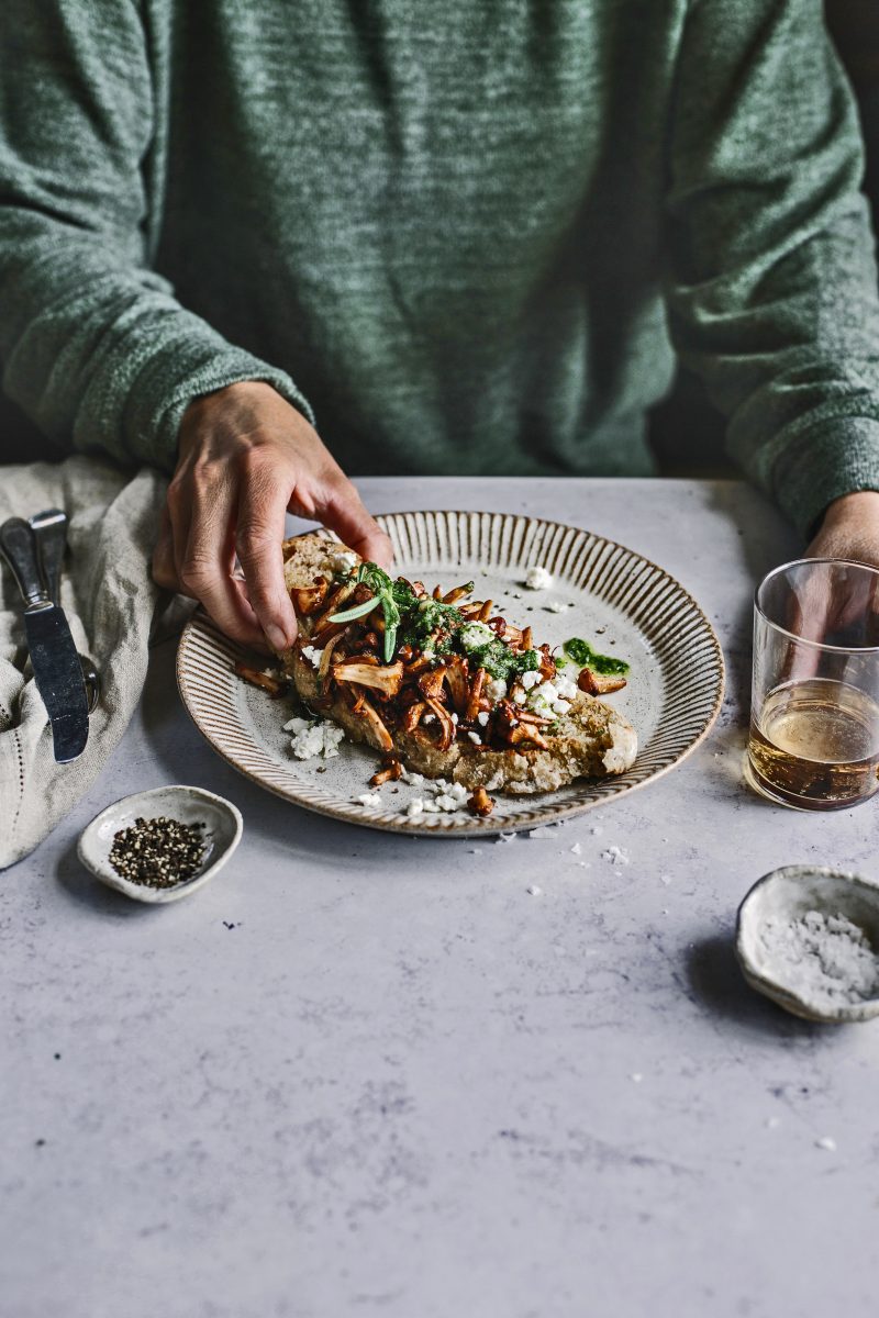 bruschetta met paddenstoelen