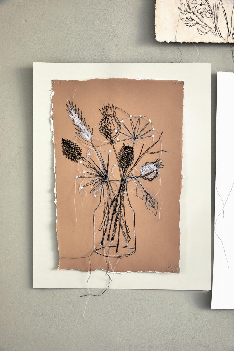 borduren op papier